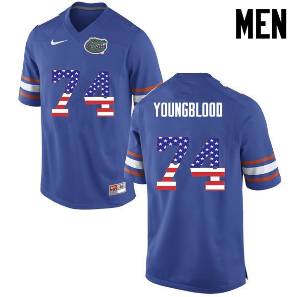 Men's NCAA Florida Gators Jack Youngblood #74 Stitched Authentic USA Flag Fashion Nike Blue College Football Jersey WHS7765YU